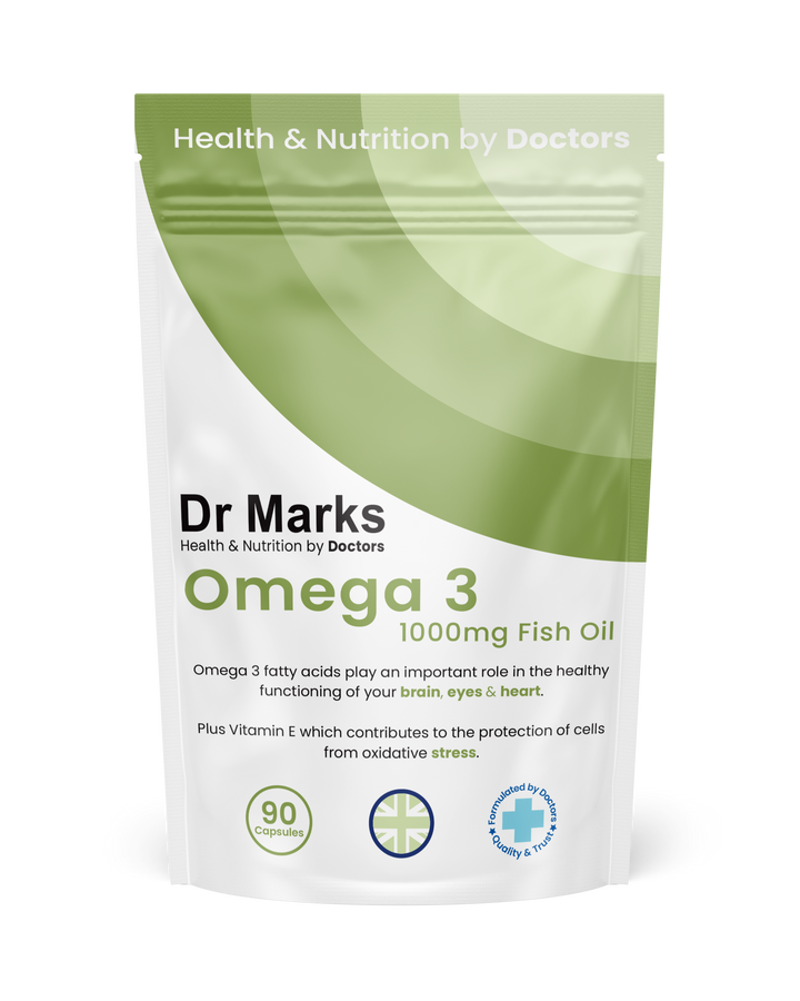 Dr Marks Omega 3 Fish Oil 1000mg EPA DHA capsules - front packaging