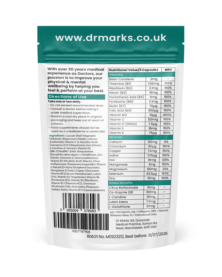 Dr Marks Over 50s Multivitamin - supplement facts and nutritional information