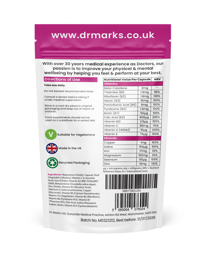 Dr Marks Pregnancy Multivitamin - supplement facts and nutritional information