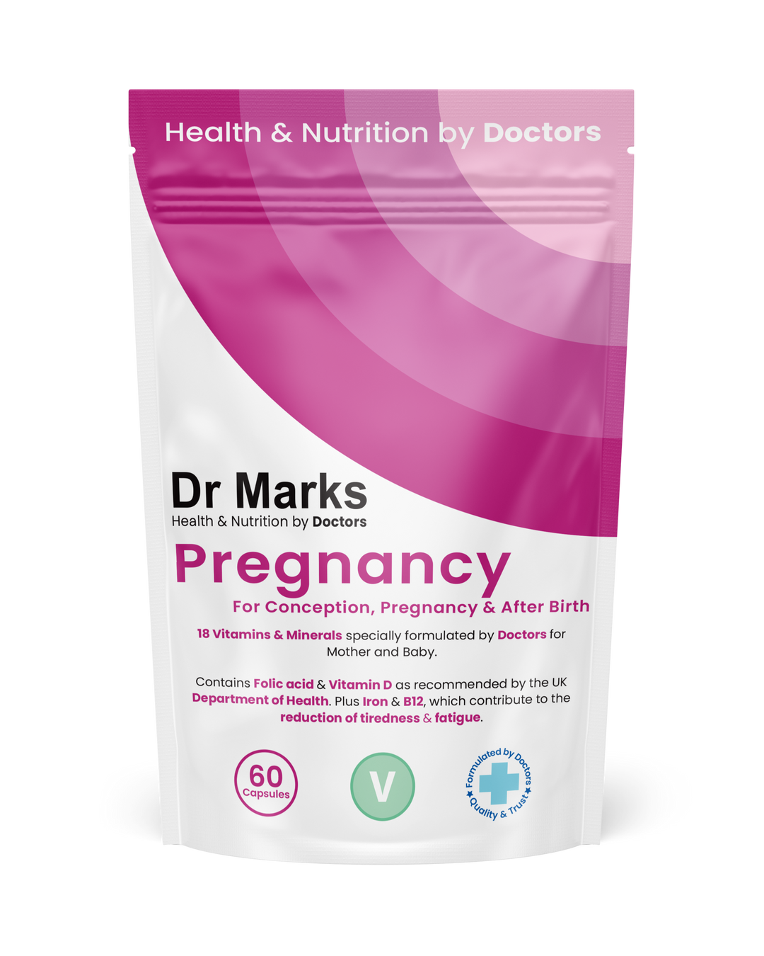 Dr Marks Pregnancy Multivitamin with Folic Acid and Iron - front packaging