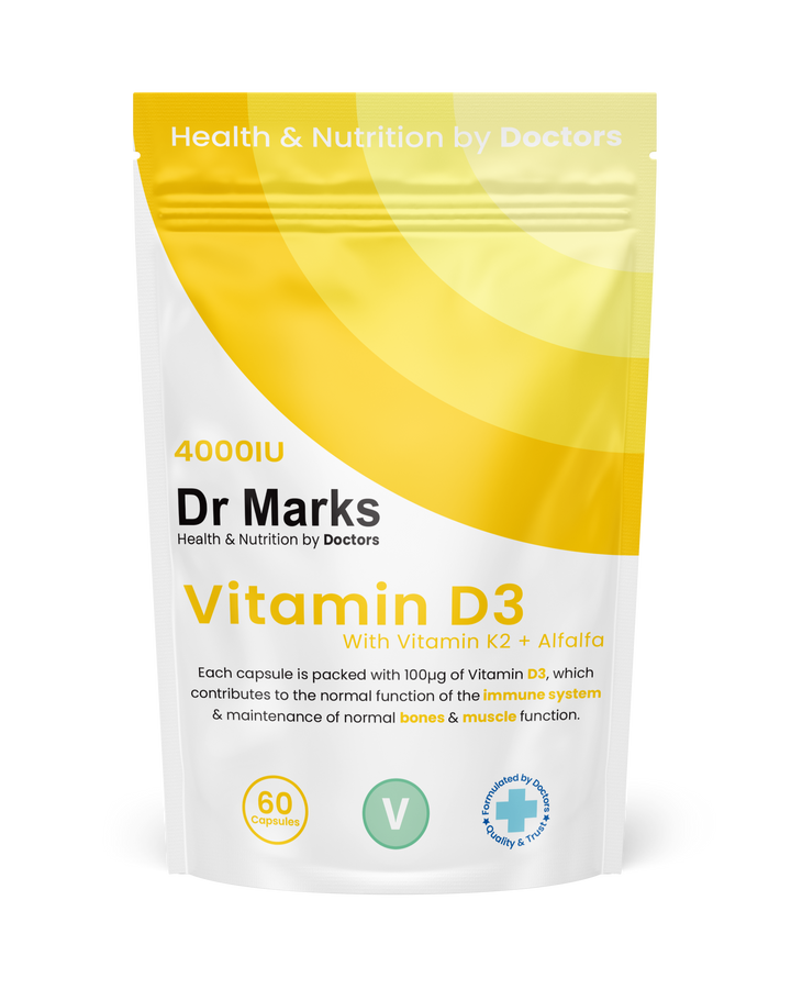 Dr Marks Vitamin D3 4000IU with K2 and Alfalfa - front packaging