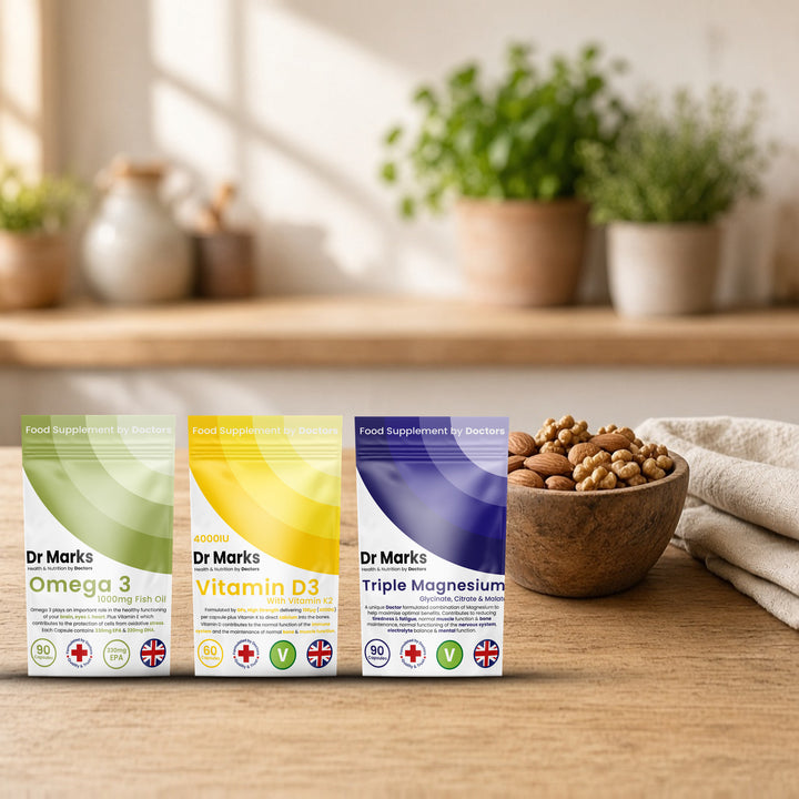Dr Marks Heart &amp; Bones Bundle pouches in a home setting