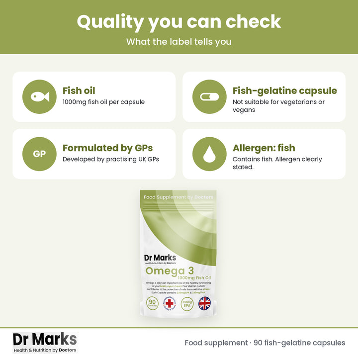 Dr Marks Omega 3 Fish Oil 1000mg UK GMP quality standards