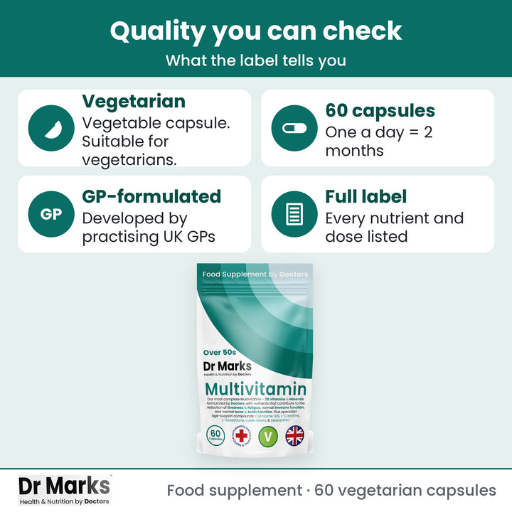 Dr Marks Over 50s Daily Multivitamin UK GMP quality standards