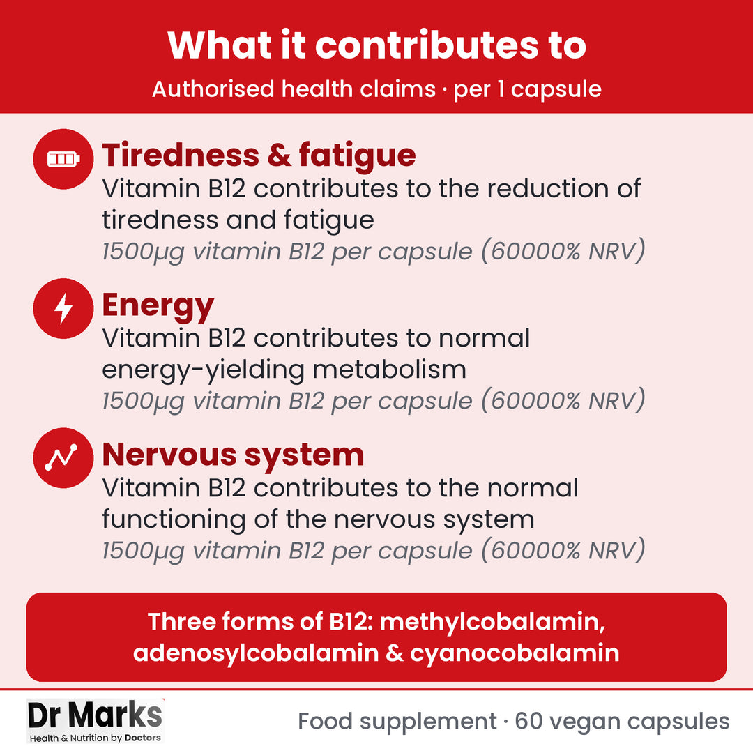 Dr Marks Triple Vitamin B12 key benefits and authorised health claims