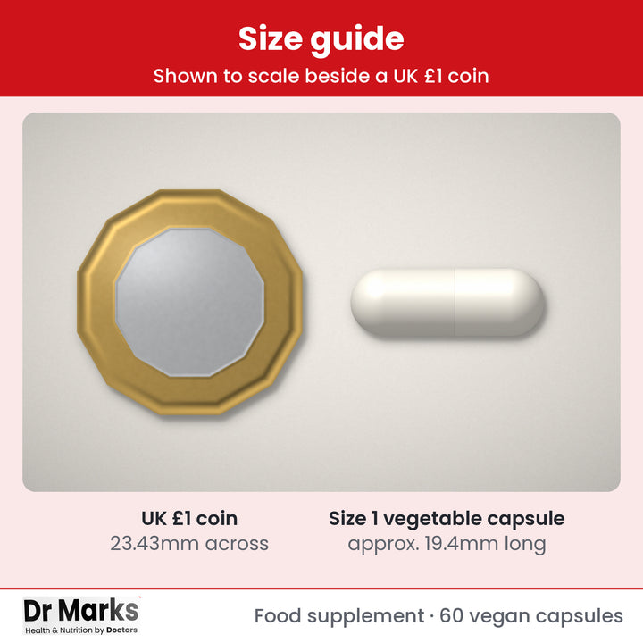 Dr Marks Triple Vitamin B12 actual capsule size guide