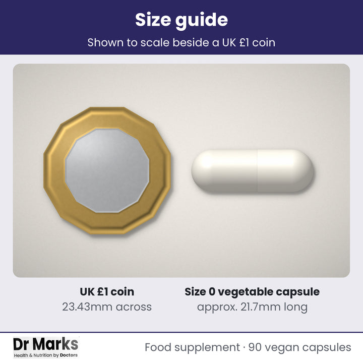 Dr Marks Triple Magnesium Complex actual capsule size guide