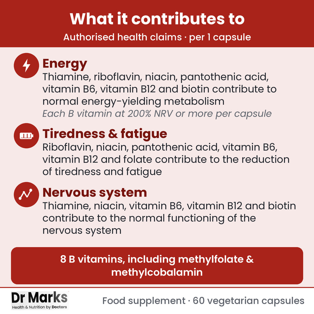 Dr Marks Vitamin B Complex key benefits and authorised health claims