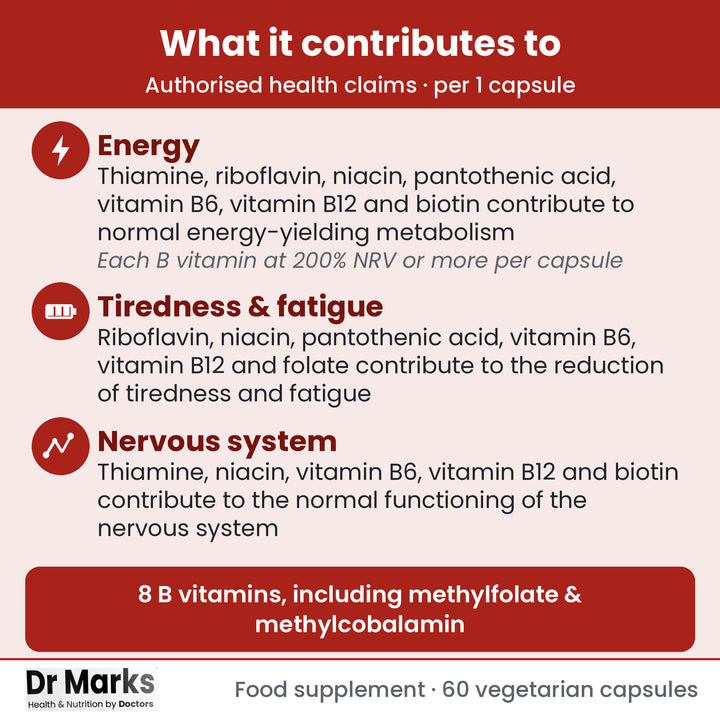 Dr Marks Vitamin B Complex key benefits and authorised health claims