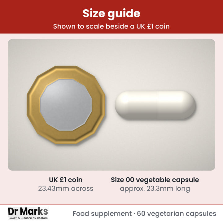 Dr Marks Vitamin B Complex actual capsule size guide