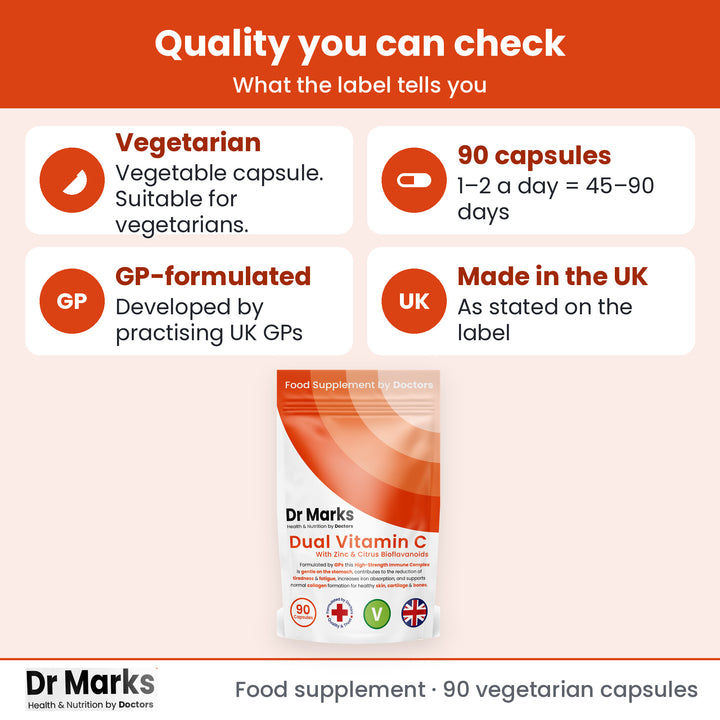 Dr Marks Dual Vitamin C + Zinc UK GMP quality standards