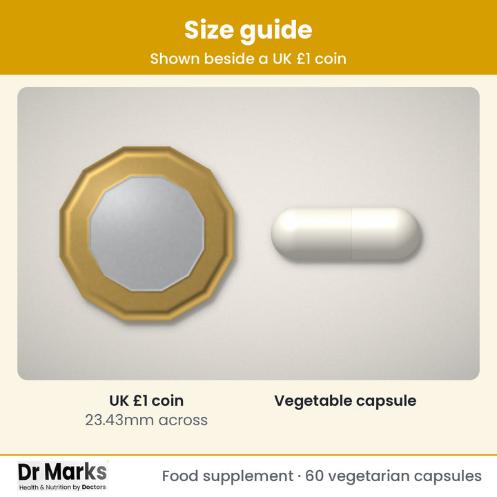 Dr Marks Vitamin D3 + K2 actual capsule size guide