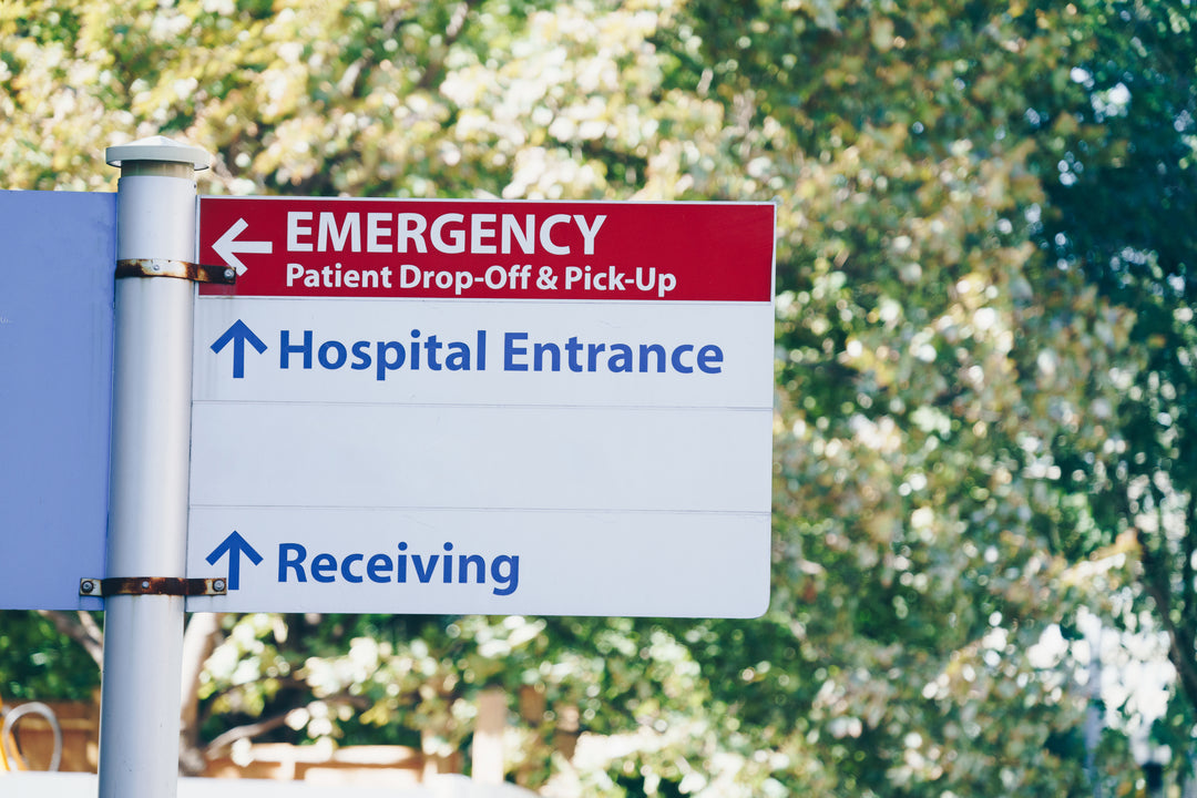 Hospital directions sign - 50 people per hour are admitted to UK hospitals with disease-related malnutrition