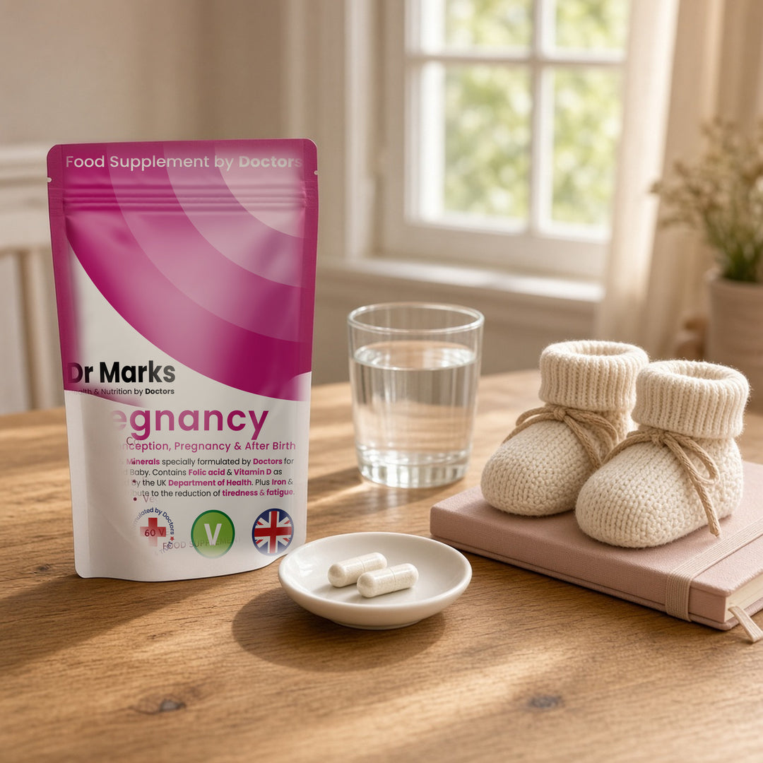 Dr Marks Pregnancy Multivitamin pouch in a home setting