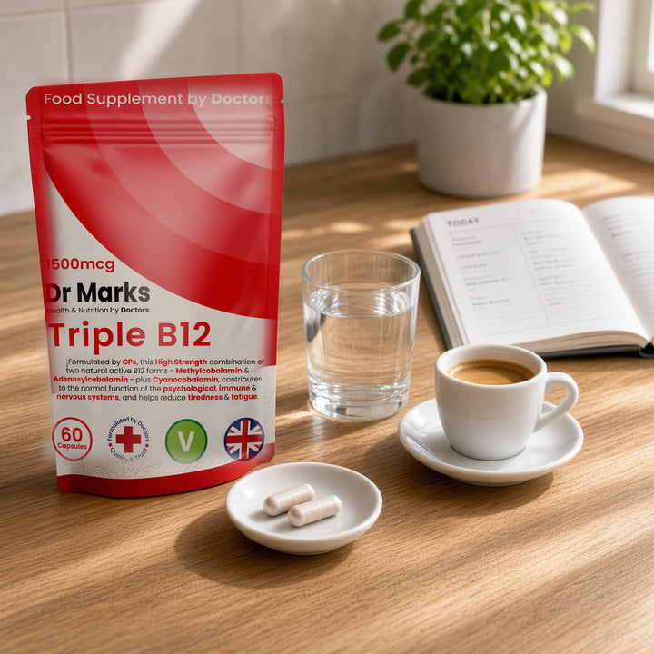 Dr Marks Triple Vitamin B12 pouch in a home setting