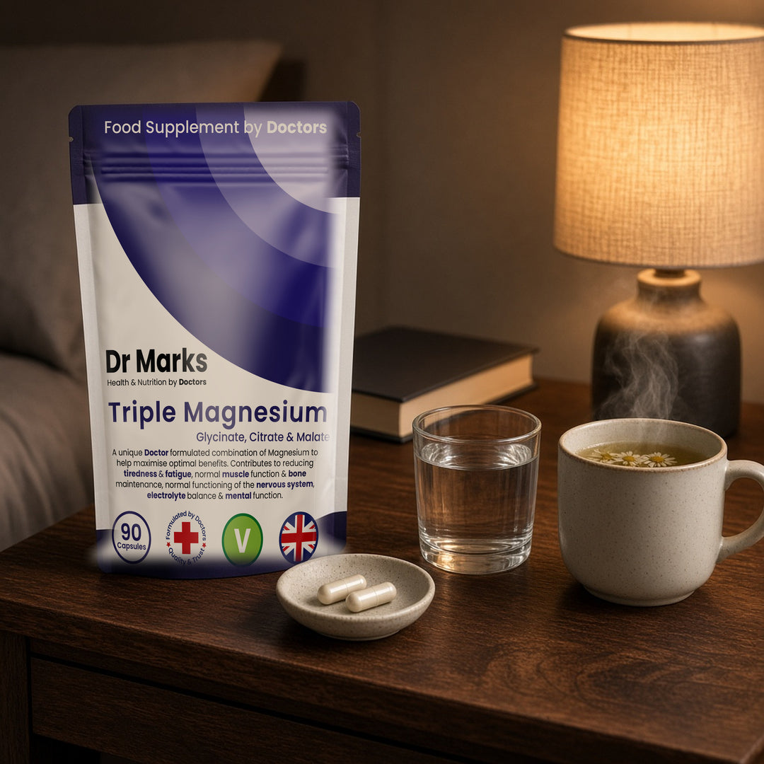 Dr Marks Triple Magnesium Complex pouch in a home setting