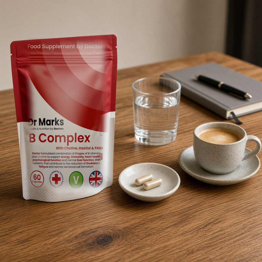 Dr Marks Vitamin B Complex pouch in a home setting