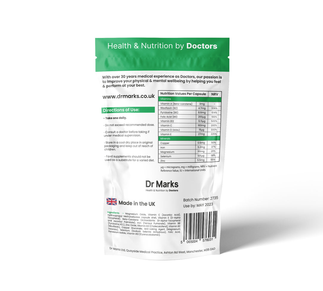 Dr Marks Immune Support Complex - supplement facts and ingredients back packaging